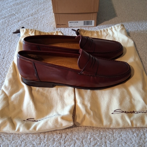 New Santoni Addison Men\'s Deep Brown Leather Slip-Ons main image 3